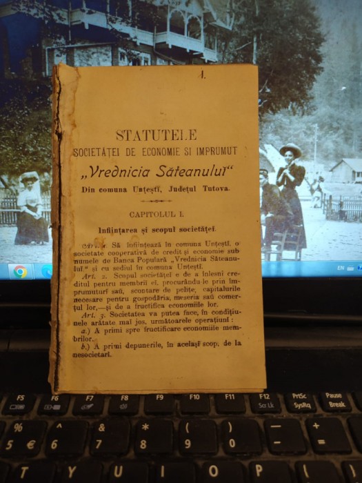 Statutele Societăței Vrednicia Săteanului din com. Unțești, jud. Tutova 1904 201