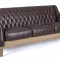 Canapea 3 locuri cu cadru din lemn si tapiterie piele ecologica maro Raymond 194.5 cm x 85 cm x 85 h x 49 h1 x 63.5 h2