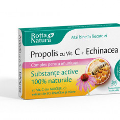 Propolis cu Vitamina C Naturala, Echinacea si Miere Rotta Natura 30cpr