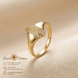 Inel Dantela Aurie , model lat cu zirconia, placat cu aur 14K