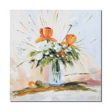 Cumpara ieftin Tablou vaza cu flori pictat manual, Puritate, 60x60cm ulei pe panza, Valentin Pop