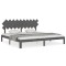 Cadru pat cu tablie 200x200 cm, gri, lemn masiv