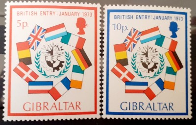 GIBRALTAR 1973, STEAGURI, DRAPELE SERIE 2v mnh foto