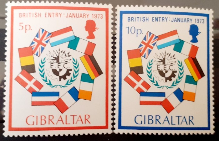 GIBRALTAR 1973, STEAGURI, DRAPELE SERIE 2v mnh