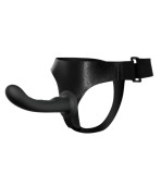 Strap-On Ultra Passionate Harness cu Dildo Curbat din Silicon, Negru, 15.8 cm