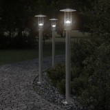 VidaXL Lămpi exterioare de podea 3 buc argintiu 100 cm oțel inoxidabil