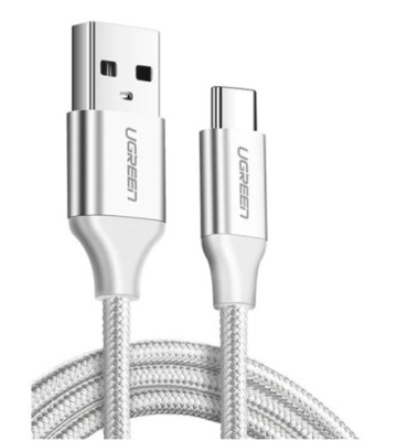 CABLU alimentare si date Ugreen, &amp;quot;US288&amp;quot;, Fast Charging Data Cable pt. smartphone, USB la USB Type-C 3A, nickel plating, braided, 2m, alb &amp;quot;60133&amp;quot; (tim foto