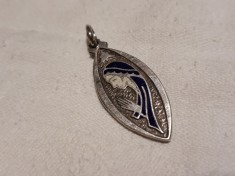 argint MEDALION FECIOARA MARIA in email MOV splendid UNIC superb VECHI de efect