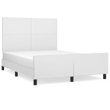 Cumpara ieftin Cadru de pat cu tablie, alb, 140x200 cm, piele ecologica