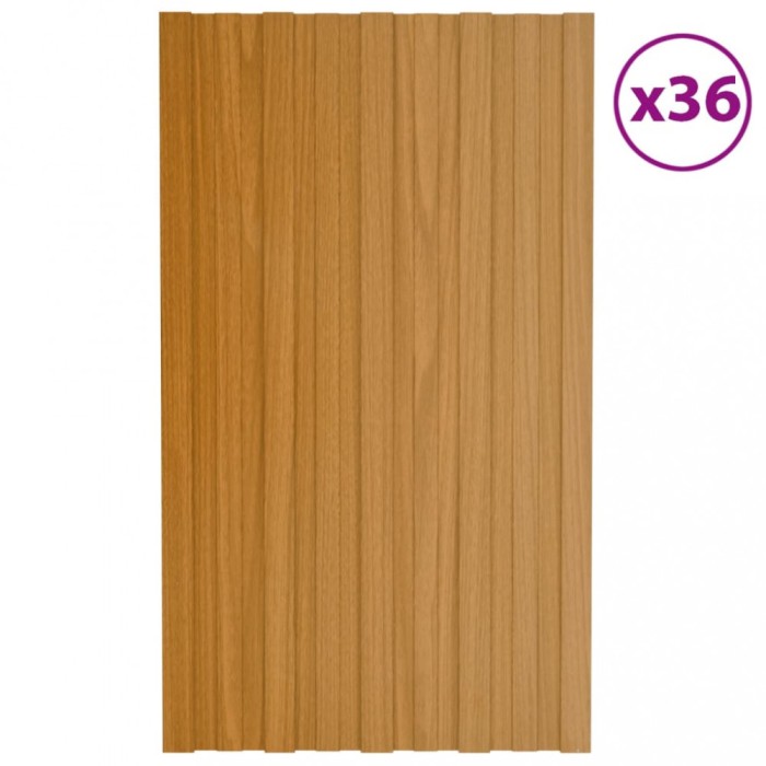 vidaXL Panouri acoperiș 36 buc. lemn deschis 80x45 cm oțel galvanizat