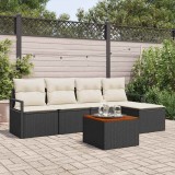 VidaXL Set canapea grădină 6 pcs Negru, alb Mare Ratan