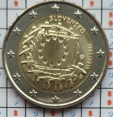 Slovacia 2 euro 2015 UNC - 30 Years of EU Flag - km 138 - E001 foto