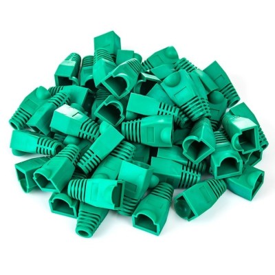 Set 50 bucati manson de protectie pentru mufe internet, RJ 45, verde foto
