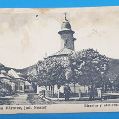 Carte Postala perioada interbelica Manastirea Varatic Biserica & Atelier covoare