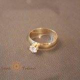 Inel logodna lat cu zirconia alb placat 18k - origine Brazilia