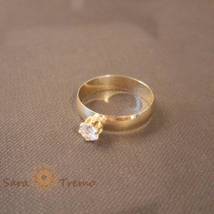 Inel logodna lat cu zirconia alb placat 18k - origine Brazilia
