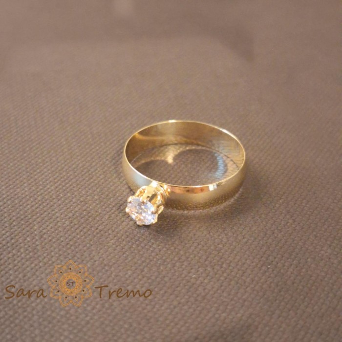 Inel logodna lat cu zirconia alb placat 18k - origine Brazilia