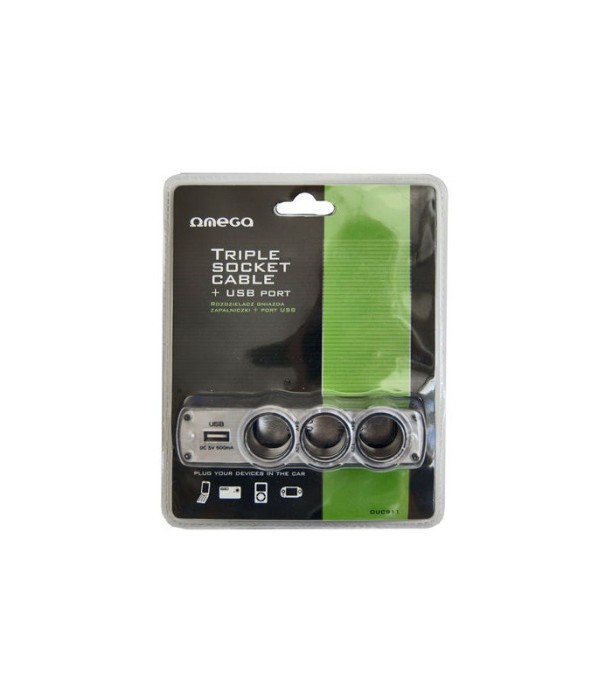 Adaptor bricheta triplu +USB Omega