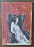 Tablou original &ndash; Nud feminin modernist &ndash; semnat C. Donick, 1966 &ndash; Ulei pe p&acirc;nză