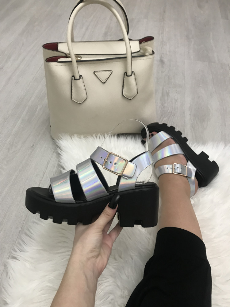Sandale dama argintii cu platforma marime 40+CADOU | Okazii.ro