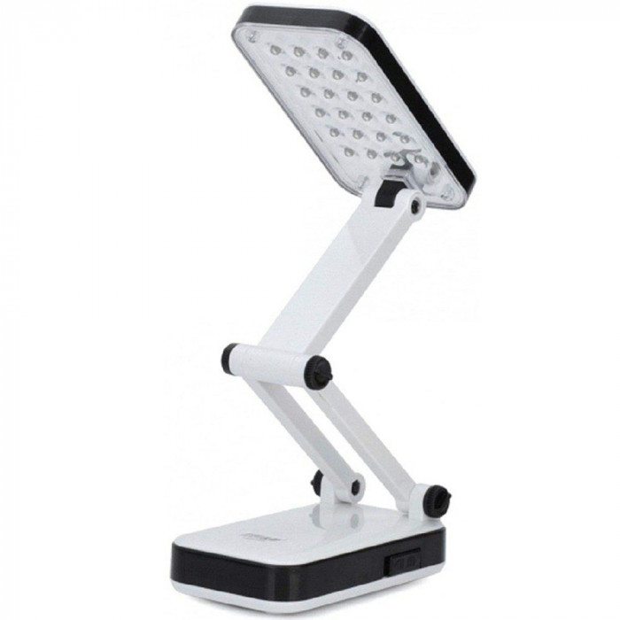 Lampa de birou Y666, 24 LED, Inaltime reglabila, Reincarcabila, Alb