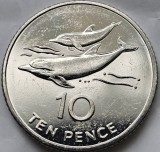 10 pence 2022 Saint Helena and Ascension, Dolphins, km#23a, unc-Aunc