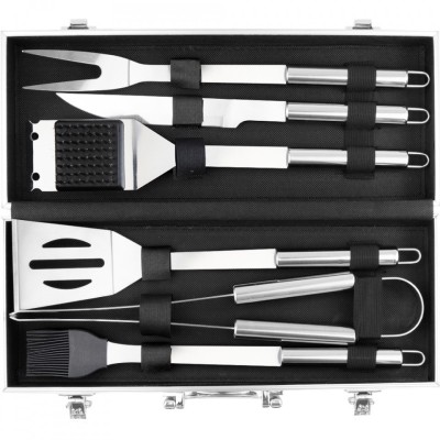 Set ustensile gratar 6 piese, servieta foto