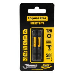 Set 2 biti de impact TX25 50 mm magnetici, otel S2, Top Master Pro