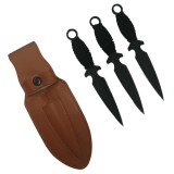 Cumpara ieftin Set trei cutite de aruncat, Black Fury, otel inoxidabil, 16.5 cm, teaca piele inclusa