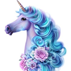Sticker decorativ, Unicorn, Turcoaz, 67 cm, 1233STK