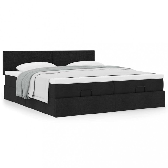 Gossi cadru de pat otoman cu saltele, material negru 180x200cm