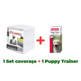 Covor absorbant pentru caini Figaro Carbon 60x60 cm, set x 50 buc + Solutie educare catei, puppy trainer 20 ml