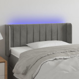 VidaXL Tăblie de pat cu LED, gri deschis, 83x16x78/88 cm, catifea