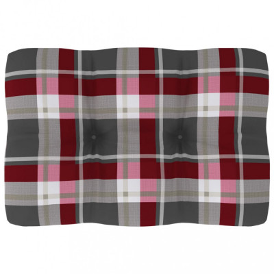 Pernă pentru canapea din paleți, roșu carouri, 60 x 40 x 10 cm foto