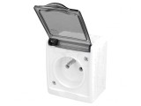Conector alimentare AC 2P PE 250V 16A alb mural