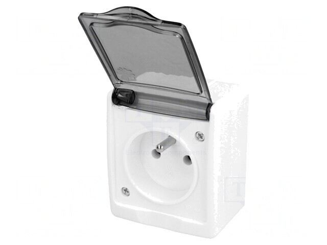 Conector alimentare AC 2P PE 250V 16A alb mural