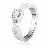 Inel nuntă argint - zircon rotund &icirc;n &icirc;mpletitură - Marime inel: 53