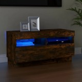 Comodă TV cu lumini LED, stejar fumuriu, 80x35x40 cm