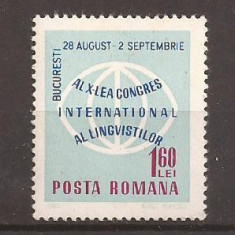 LP 654 Romania -1967-AL X-LEA CONGRES INTERNATIONAL AL LINGVISTILOR BUCURESTI