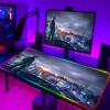 Mousepad Gaming XXL 90x40 cm RGB, 14 Moduri LED, Impermeabil, Baza Antialunecare, Imprimeu Modern