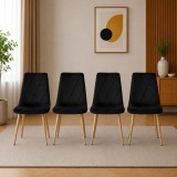 Set 4 scaune bucatarie si living Artool Libra, catifea neagra