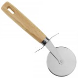 Cumpara ieftin Cutit rotund pentru taiat pizza, otel si lemn, diametru 6.5 cm, lungime 19 cm