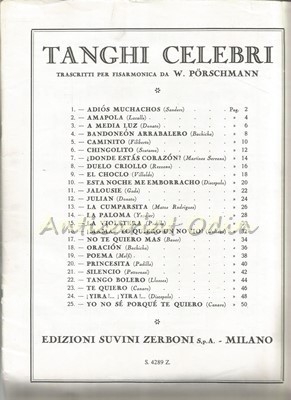 Tanghi Celebri - Transcriptti Per Fisarmonica Da W. Porschmann foto