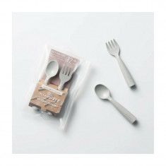 Set de tacamuri bebelusi Miniware My First Cutlery, 100% din materiale naturale biodegradabile, Dove Grey