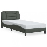 VidaXL Cadru de pat lumini LED fără saltea gri &icirc;nchis 90x190 cm textil