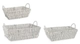 Set 3 cosuri depozitare hartie alba metal argintiu Astrid 29x19x10h; 34x24x12h; 40x28x13,5h