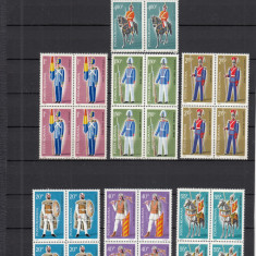 ROMANIA 1980 LP 1021 UNIFORME MILITARE ROMANESTI BLOCURI 4 TIMBRE MNH