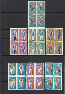 ROMANIA 1980 LP 1021 UNIFORME MILITARE ROMANESTI BLOCURI 4 TIMBRE MNH foto