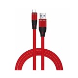 Cablu date si incarcare USB la USB-C, 200W, 2 metri, capete metalice, panzat, gros, rosu