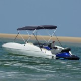 VidaXL Parasolar Bimini 4 arcuri, pereți laterali 243x(170-182)x137 cm